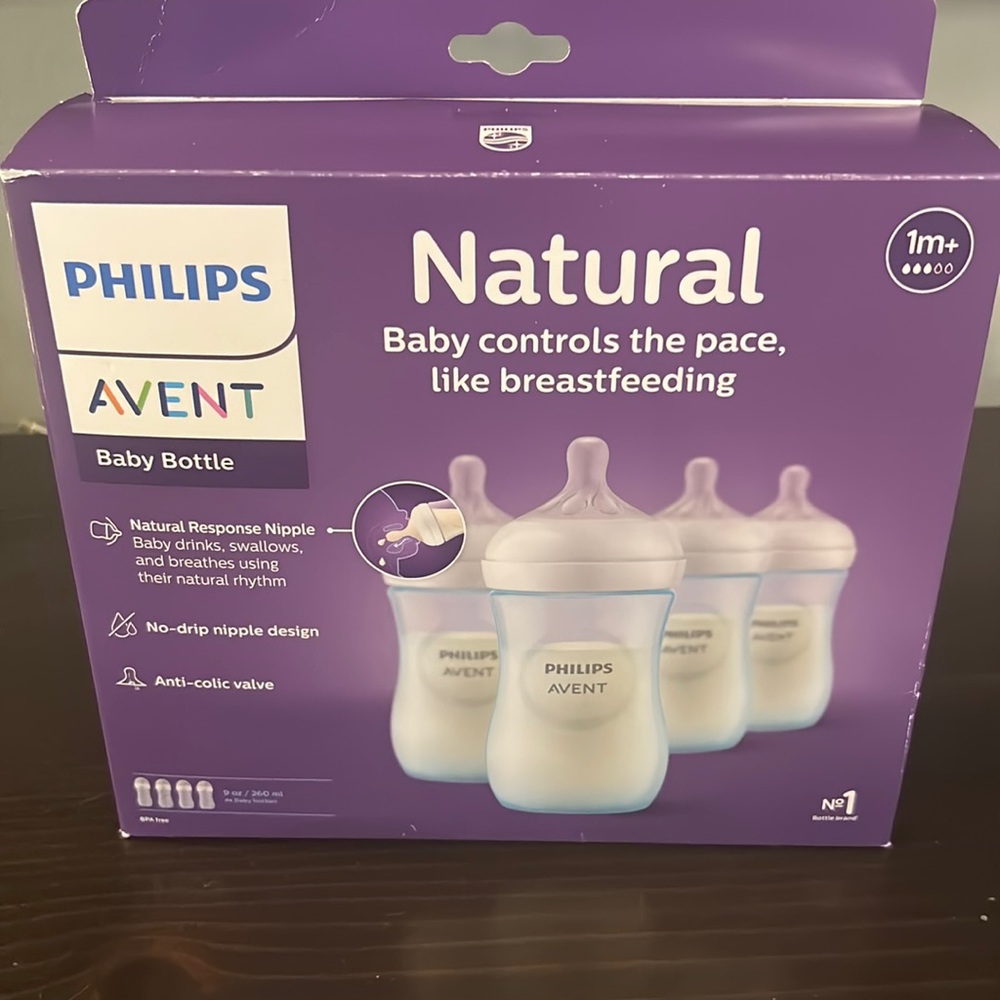 ***3*** pack Philips avent natural baby bottles. Box opened- never used bottles